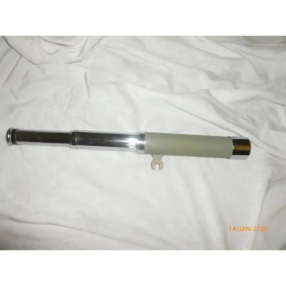 Vintage Collapsible 3-Draw Spyglass Telescope Green Chrome with Mount Bracket